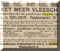 Advertentie in het Nieuwsblad van het Noorden d.d. 8 november 1934 van slagerij Jacob Philip Lazarus van Gelder aan de Rademarkt 5 te Groningen.